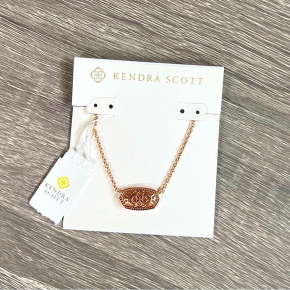 Kendra Scott Elisa Rose Gold Filigree Pendant Necklace NWT - Picture 1 of 9